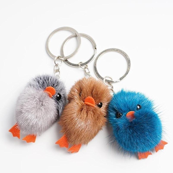 Fluffy plush duck keychain